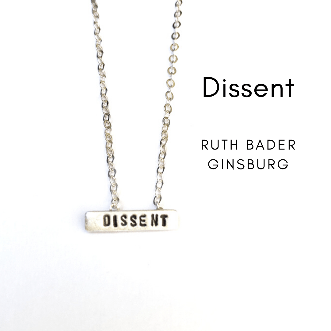 Chocolate and Steel - Ruth Bader Ginsburg RBG Dissent Tiny Mantra Necklace - Sterling Silver or Gold - ModernTribe