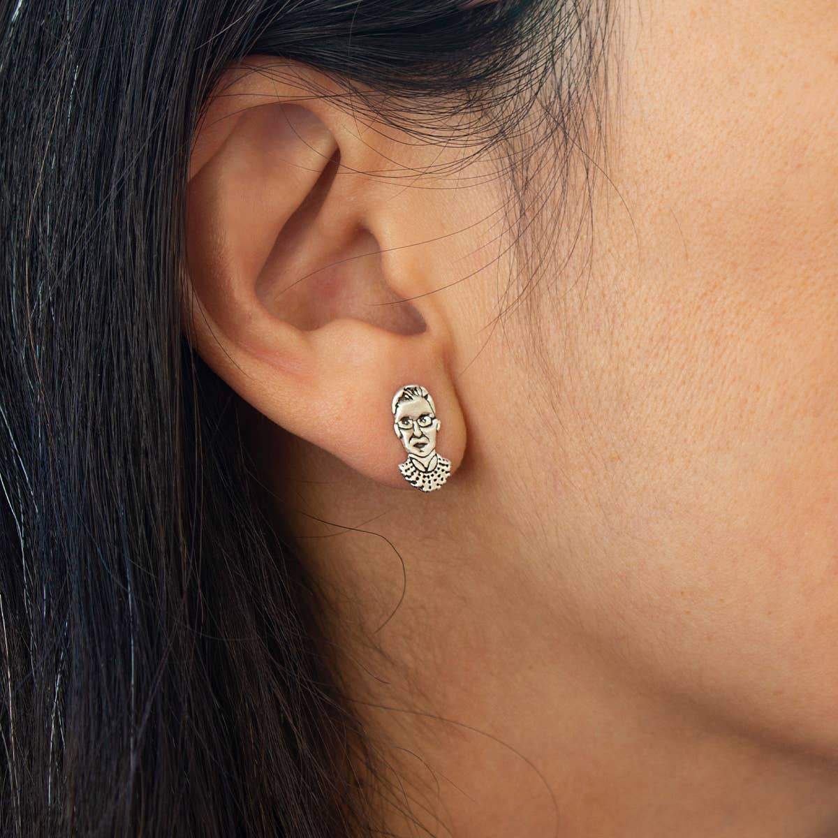 Chocolate and Steel - Ruth Bader Ginsburg RBG Stud Earrings - Sterling Silver or Gold - ModernTribe