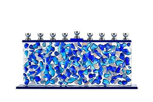 Ner Mitzvah - Painted Glass Menorah - Blue Celebrations - ModernTribe