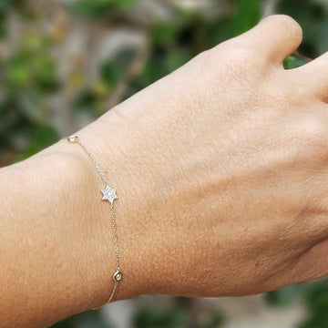 Alef Bet Bracelets Star of David Bracelet With Diamonds in 14k Gold - Yellow, Rose or White Gold
