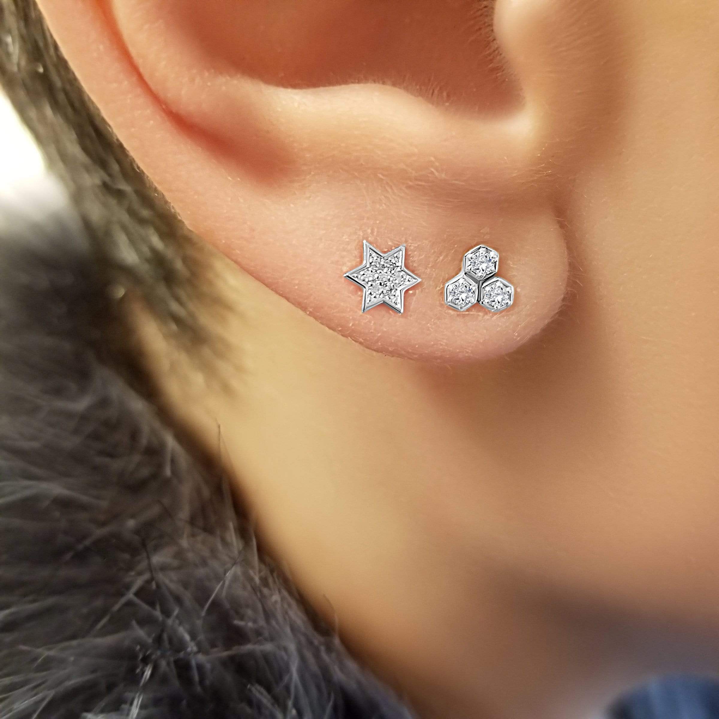 Star of cheap david diamond earrings