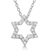 Alef Bet Necklaces Diamond Pave Star Necklace in 14k Yellow Gold or White Gold