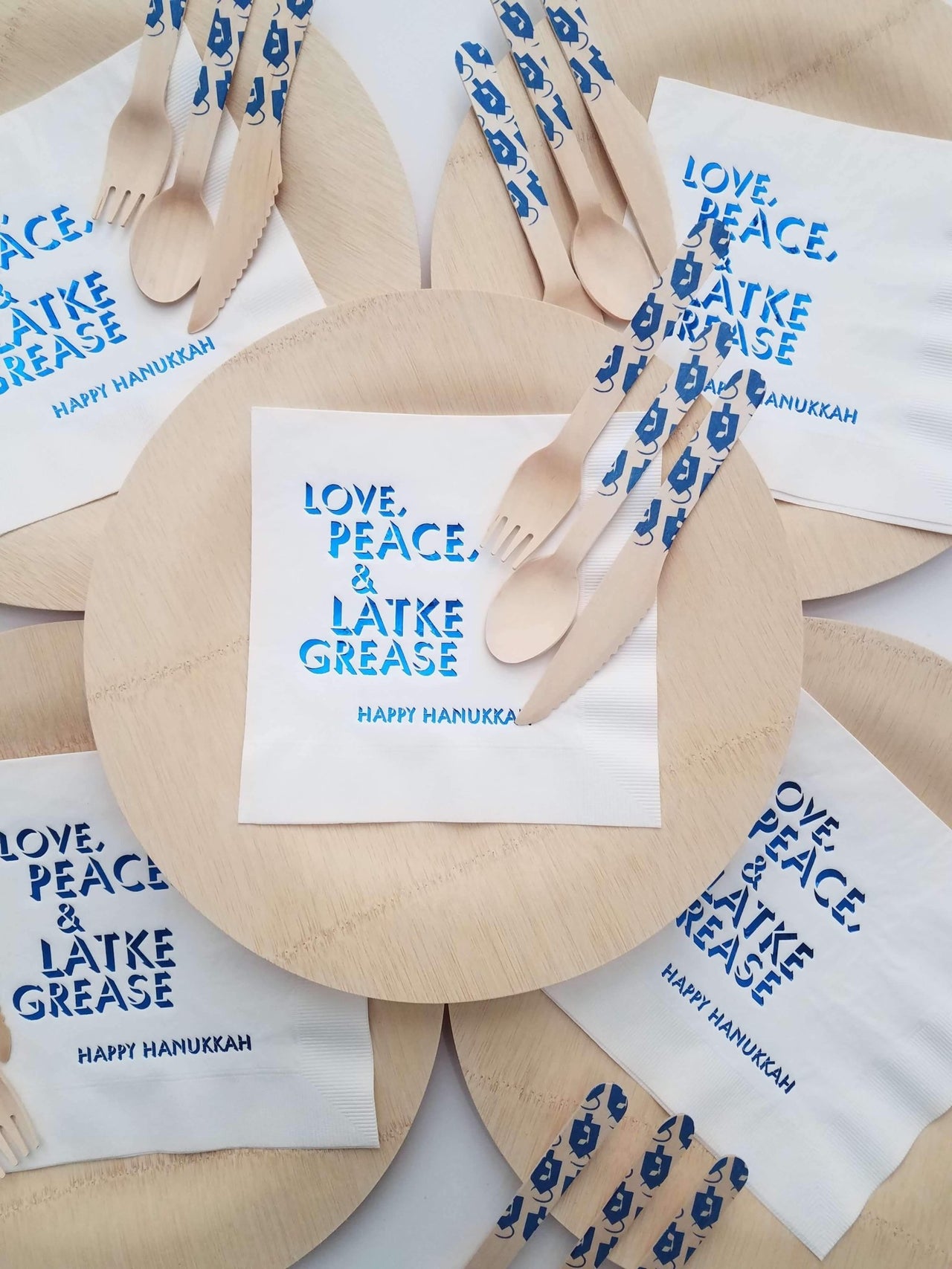 Tchotch Shop - Hanukkah Dinner Set: Peace, Love and Latke Grease - ModernTribe