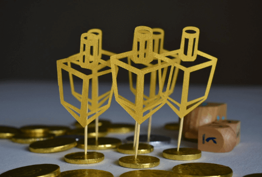 The KitCut Decorations Gold Dreidel Cupcake Toppers - Silver or Gold