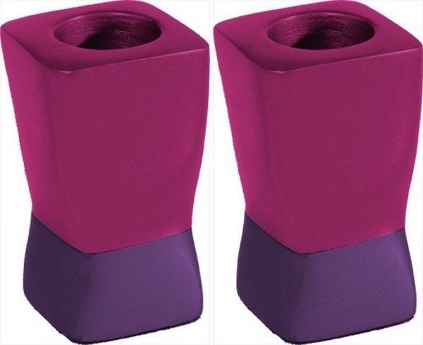 Yair Emanuel - Anodized Aluminum Shabbat Candlesticks by Yair Emanuel - Pink and Purple - ModernTribe