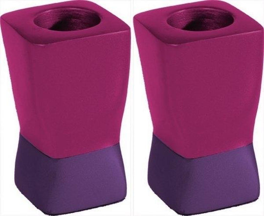 Anodized Aluminum Shabbat Candlesticks by Yair Emanuel - Pink and Purple