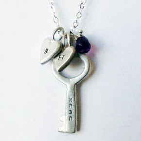 Emily Rosenfeld Necklaces Love Is The Key Ahava Necklace Personalized with Hebrew Initials