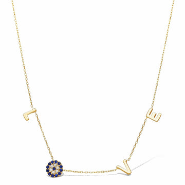 Alef Bet Necklaces Evil Eye Love Necklace - Silver, Gold or Rose Gold