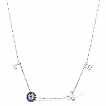 Alef Bet Necklaces Evil Eye Love Necklace - Silver, Gold or Rose Gold