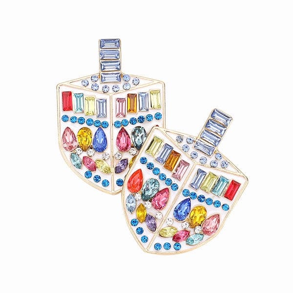 Prep Obsessed - Stone Embellished Dreidel Earrings - ModernTribe