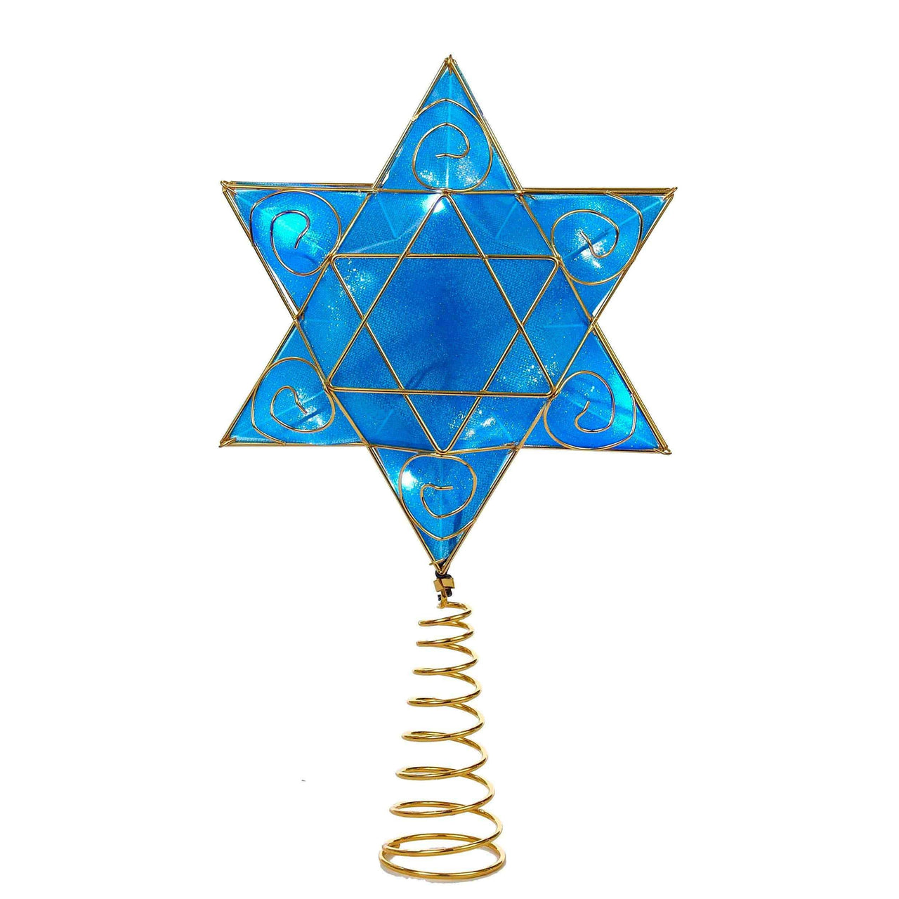 Kurt S. Adler, Inc. - Blue Star of David LED Chrismukkah Tree Topper - Gold - ModernTribe
