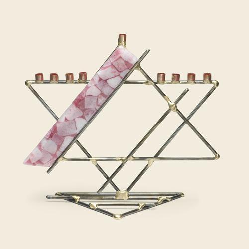 Gary Rosenthal - Glass Ribbon Star Menorah by Gary Rosenthal - ModernTribe