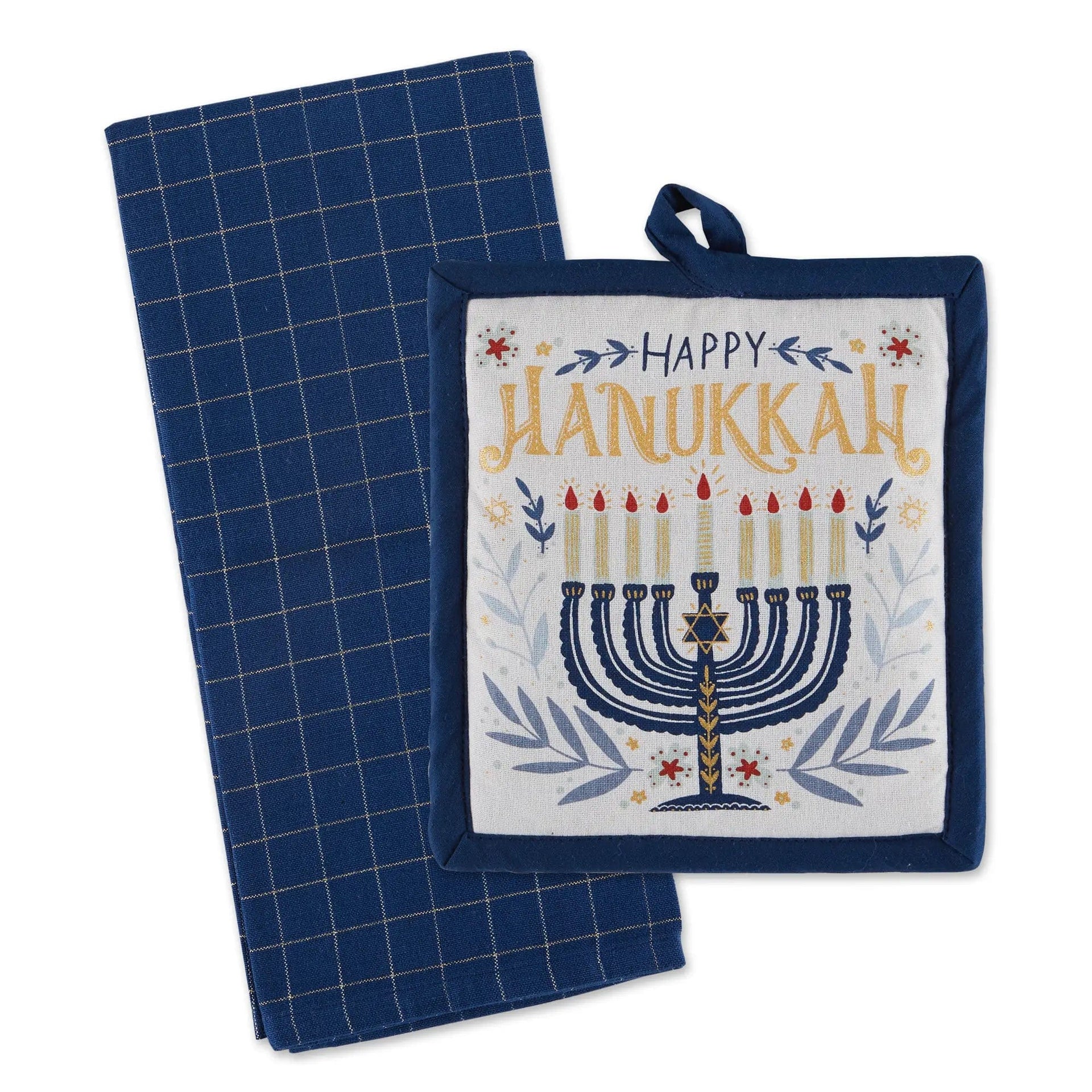 Design Imports Tea Towels Hanukkah Menorah Potholder & Dish Towel Gift Set
