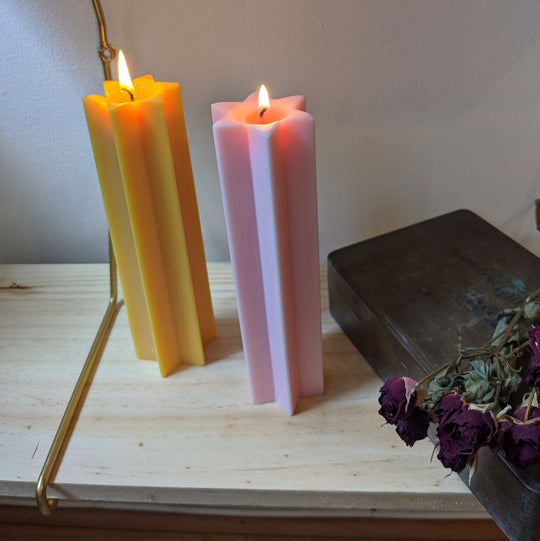Star of David Pillar Candle - Pink or Yellow
