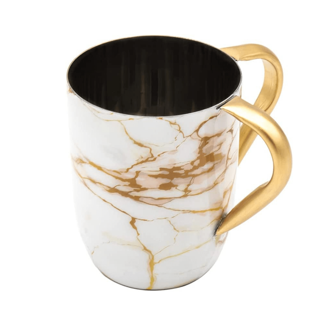 Godinger Washing Cups Marble Wash Cup - White and Gold