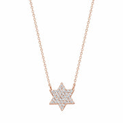 Alef Bet Necklaces Rose Gold Diamond Star of David Necklace - Gold, White Gold or Rose Gold