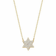 Alef Bet Necklaces Gold Diamond Star of David Necklace - Gold, White Gold or Rose Gold