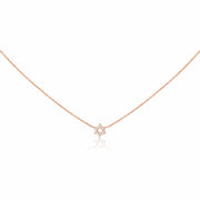 Alef Bet Necklaces Diamond Pendant with Jewish Star of David in 14k Yellow Gold, White Gold or Rose Gold