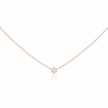 Alef Bet Necklaces Diamond Pendant with Jewish Star of David in 14k Yellow Gold, White Gold or Rose Gold