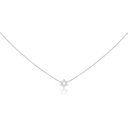 Alef Bet Necklaces White Gold / 16" chain Diamond Pendant with Jewish Star of David in 14k Yellow Gold, White Gold or Rose Gold