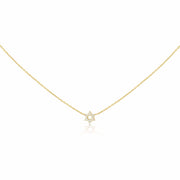 Alef Bet Necklaces Gold / 16" chain Diamond Pendant with Jewish Star of David in 14k Yellow Gold, White Gold or Rose Gold