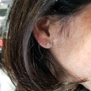 Alef Bet Earrings Diamond Hamsa Earrings - 14k Gold or Sterling Silver
