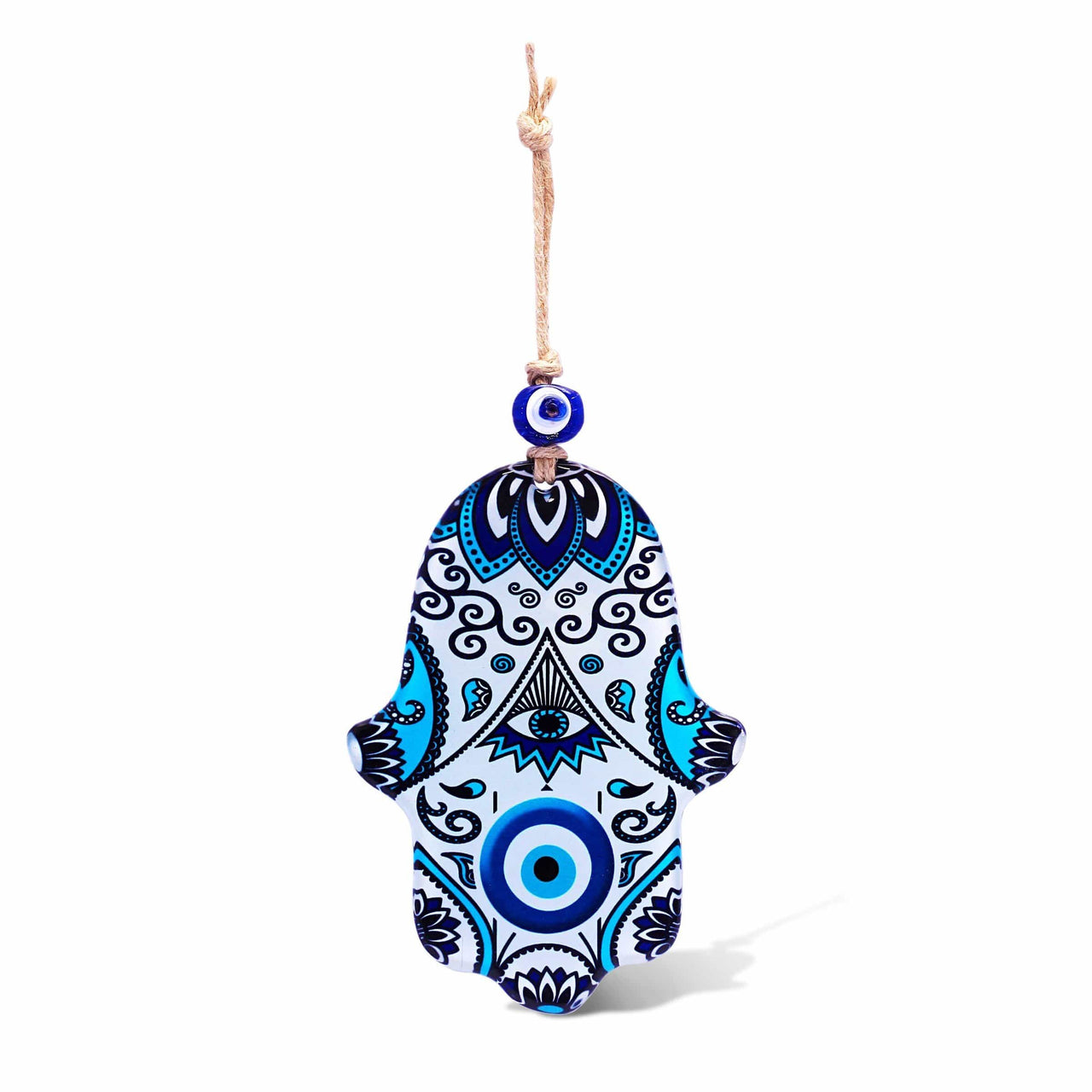 Alef Bet - Watchful Evil Eye and Hamsa Glass Wall Hanging - ModernTribe