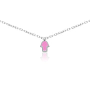 Alef Bet Necklaces Pink Tiny Hamsa Necklace - Pink