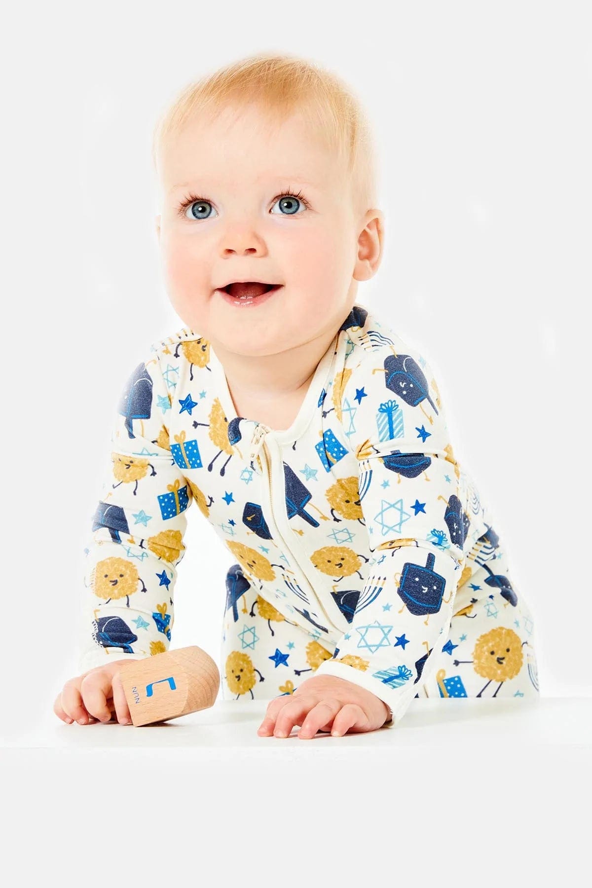 Clover Baby and Kids - Baby Hanukkah Soft & Stretchy Zipper Footie - (0 - 12M) - ModernTribe