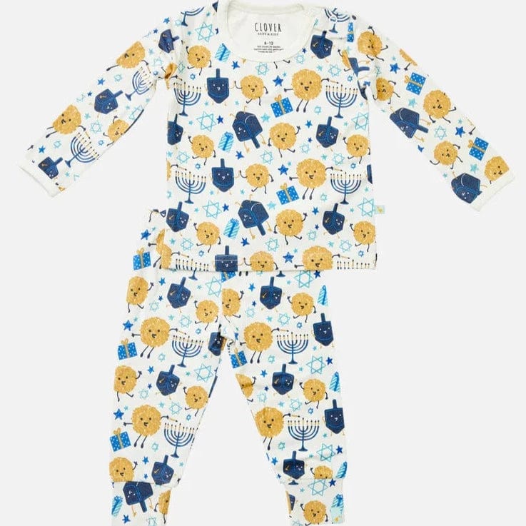 Clover Baby and Kids - Baby and Kids Long Sleeve Hanukkah Pajamas Set - (12M - 6T) - ModernTribe