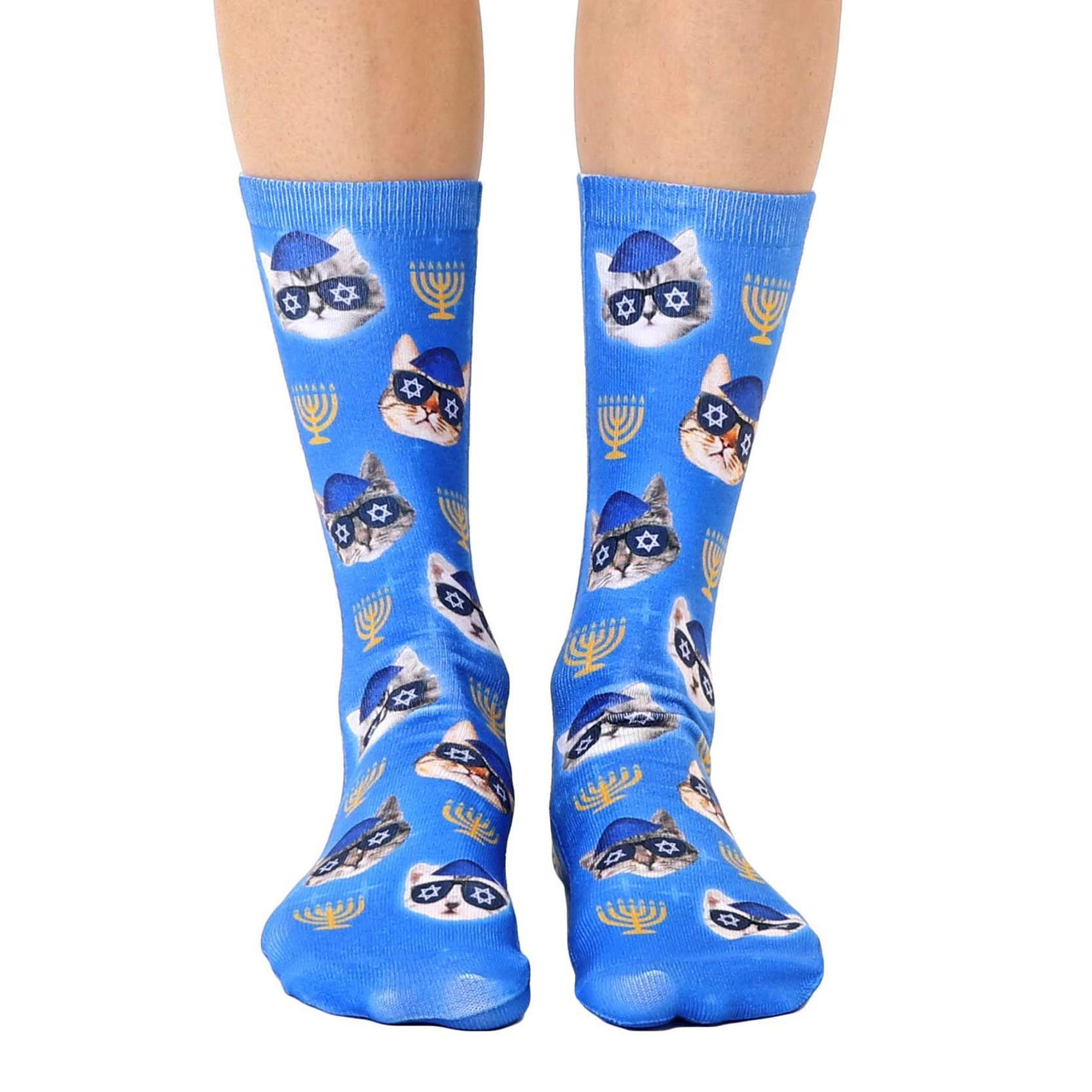 Living Royal - Hanukkah Kitties Crew Socks - ModernTribe