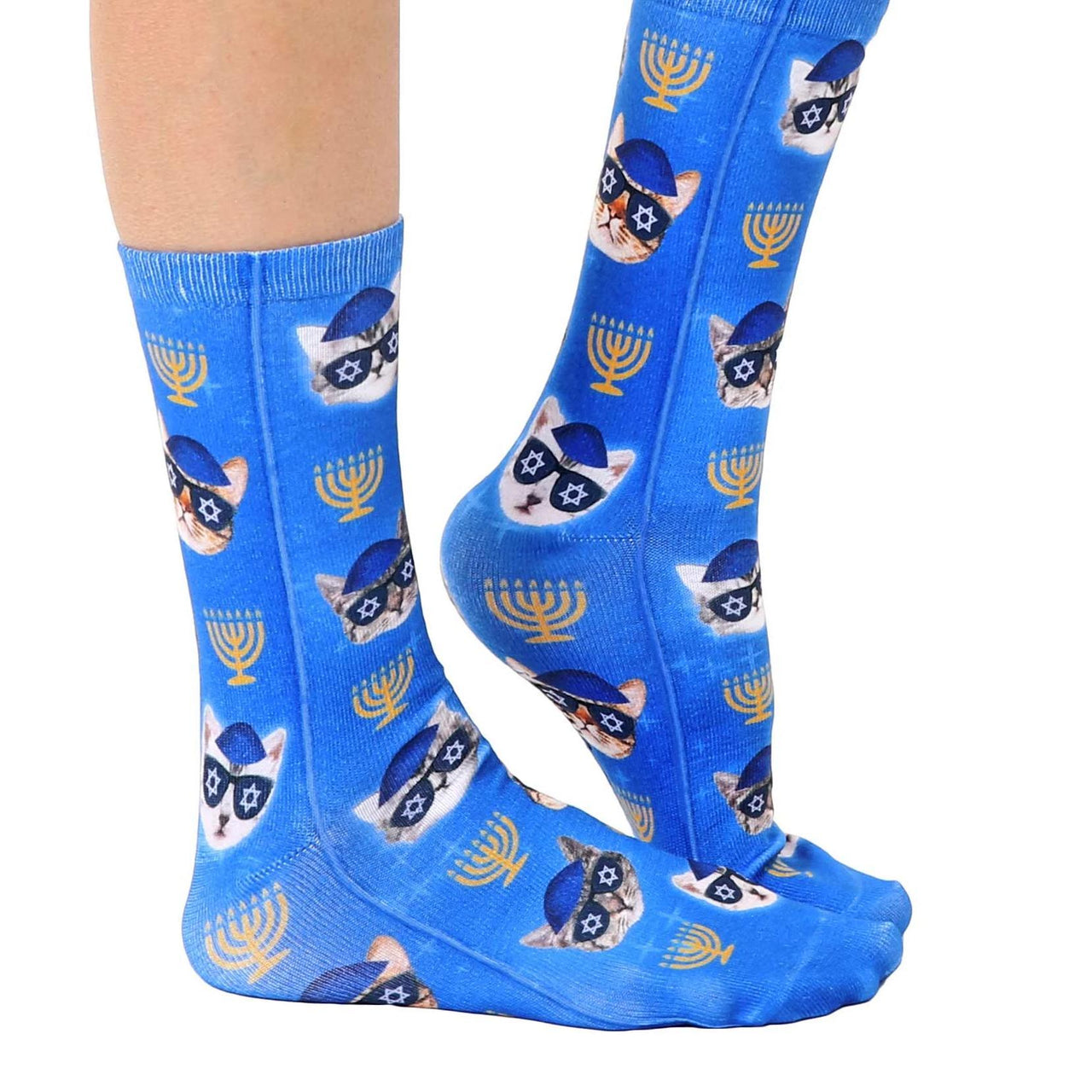 Living Royal - Hanukkah Kitties Crew Socks - ModernTribe