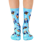 Living Royal Socks Blue / One Size Hanukkah Puppies Crew Socks