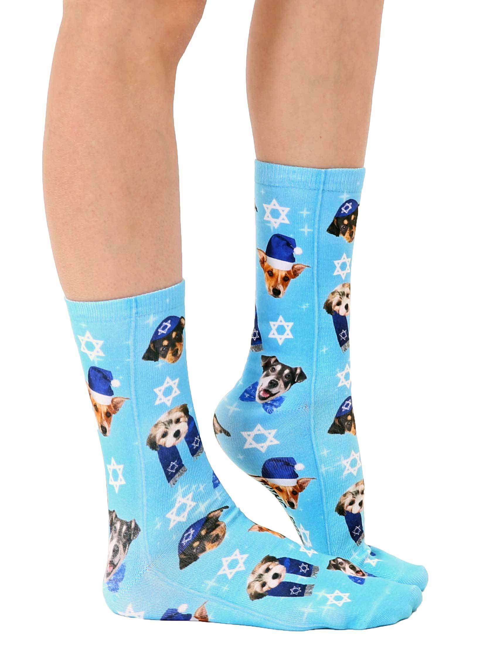 Living Royal Socks Blue / One Size Hanukkah Puppies Crew Socks