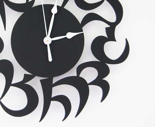 Melanie Dankowicz Clock Modern Alef Bet Clock Black