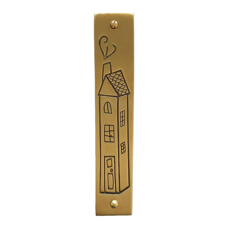 Emily Rosenfeld - Brass Home Sweet Home Mezuzah by Emily Rosenfeld - ModernTribe
