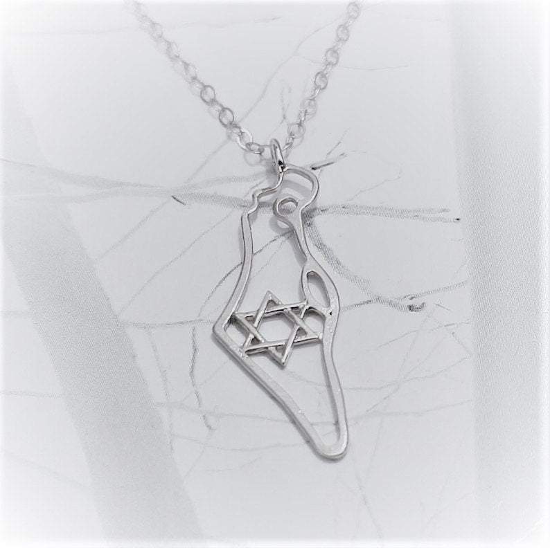 Mini Maxi - Sterling Silver Map of Israel Necklace - ModernTribe
