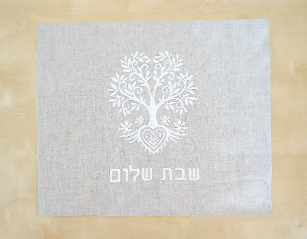 Three Generations - Embroidered Tree of Life Beige Challah Cover - ModernTribe