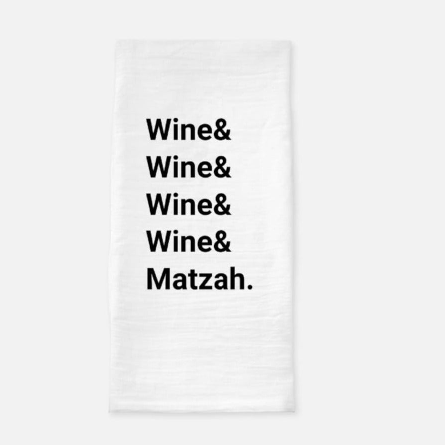 Rin Out Loud Tea Towels "Wine & Matzah" Tea Towel