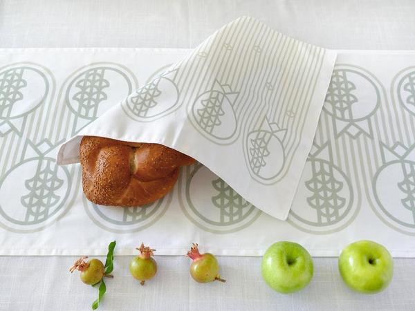 Studio Armadillo - Modern Geometric Pomegranate Challah Cover - Sage - ModernTribe