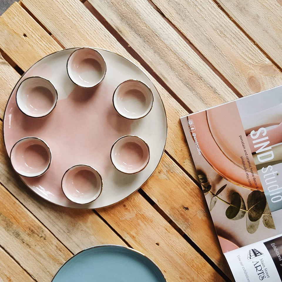SIND Studio - Pink and White Porcelain Seder Plate by SIND Studio - ModernTribe