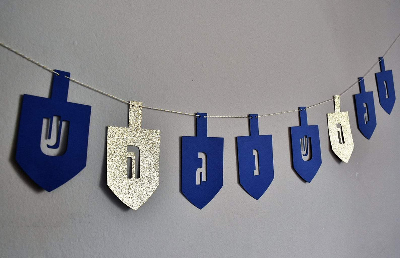 The KitCut - Blue and Gold Dreidel Garland - ModernTribe