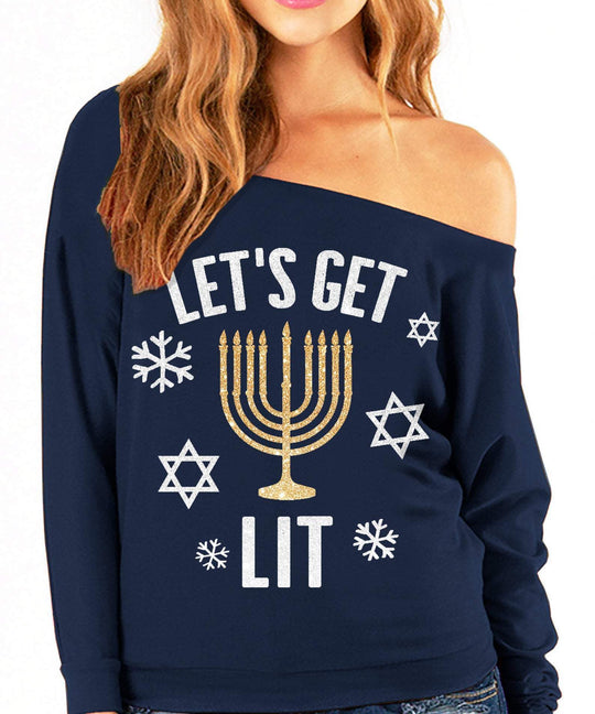 Let's Get Lit Glitter Slouchy Women’s Sweatshirt