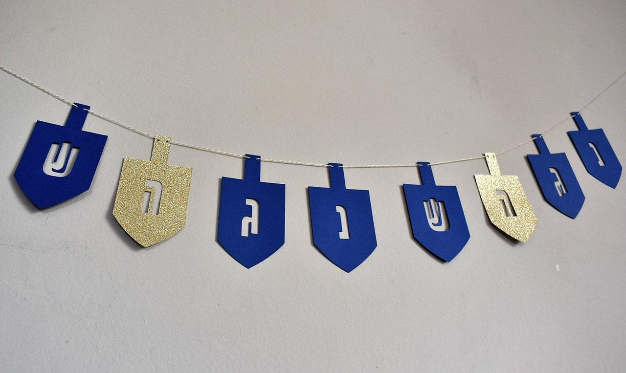 The KitCut - Blue and Gold Dreidel Garland - ModernTribe
