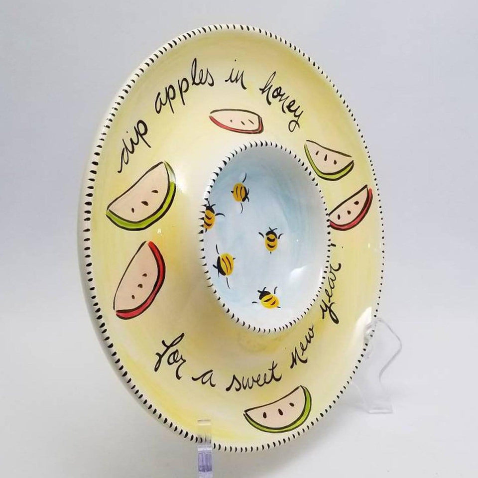 Suzaluna - Hand - Painted Ceramic Apples and Honey Dish - ModernTribe