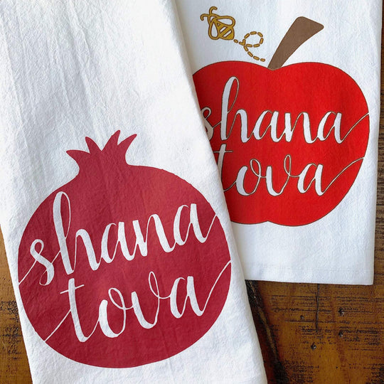 Rosh Hashanah Pomegranate and Apple Tea Towels