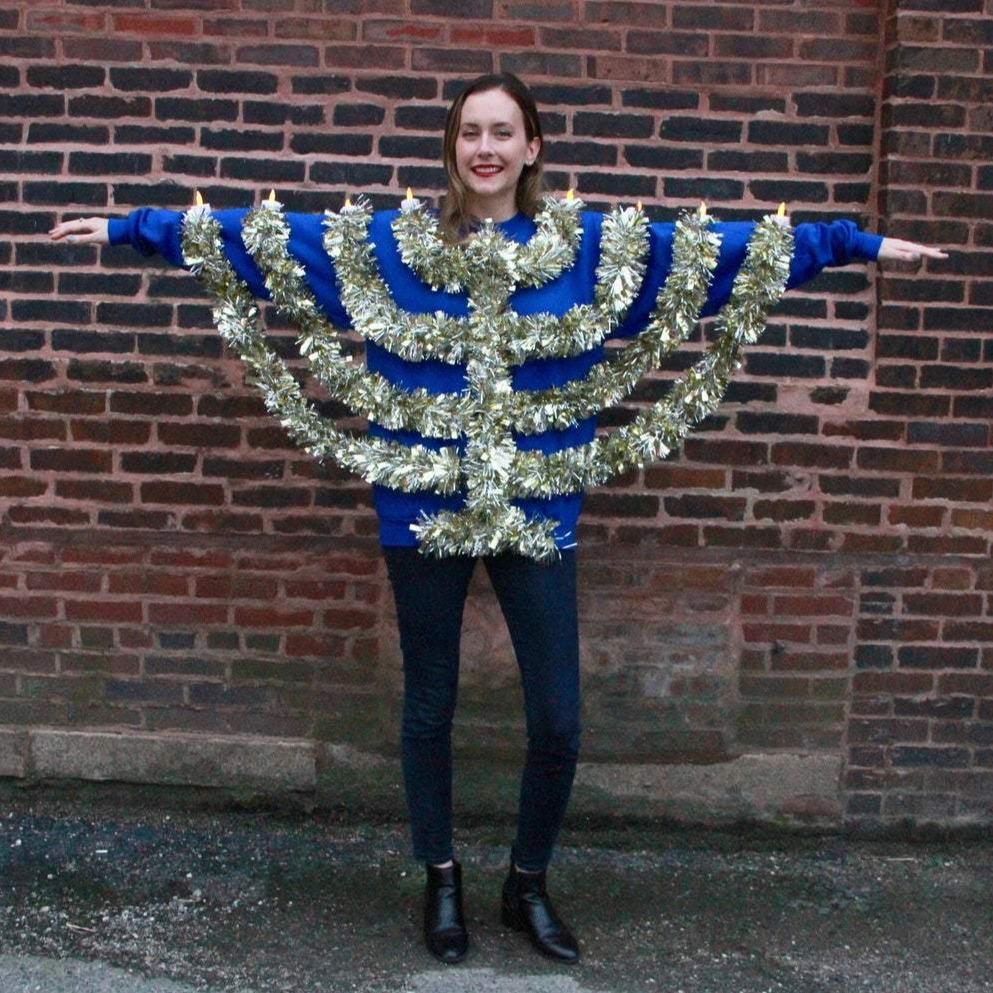 LiliPadDesign Menorahs Light Up Menorah Hanukkah Sweatshirt - Unisex