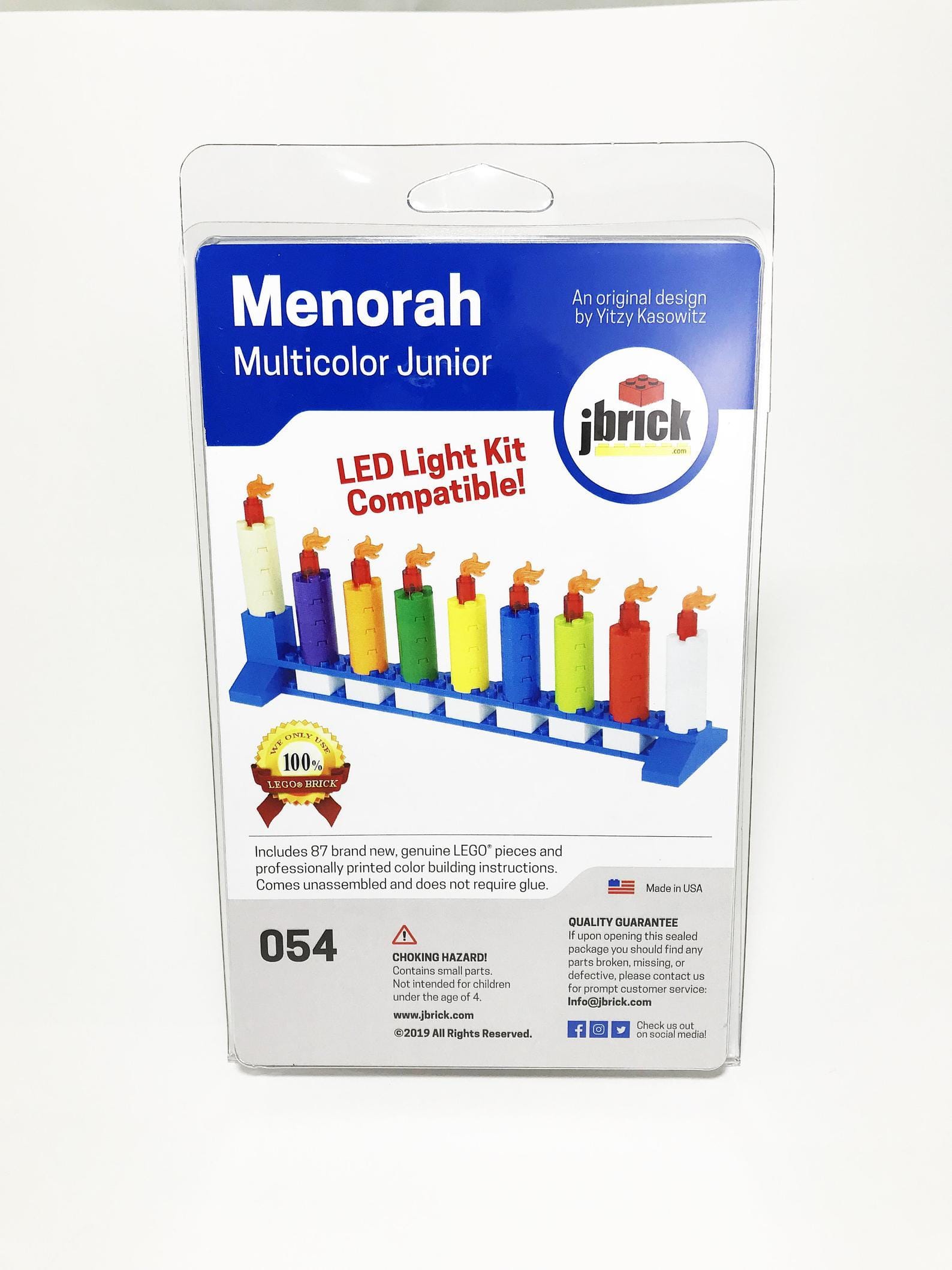 Multicolor Menorah Junior Made with LEGO Bricks