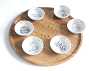 Mickala Design Seder Plates Modern Bamboo and Porcelain Seder Plate - Black and White