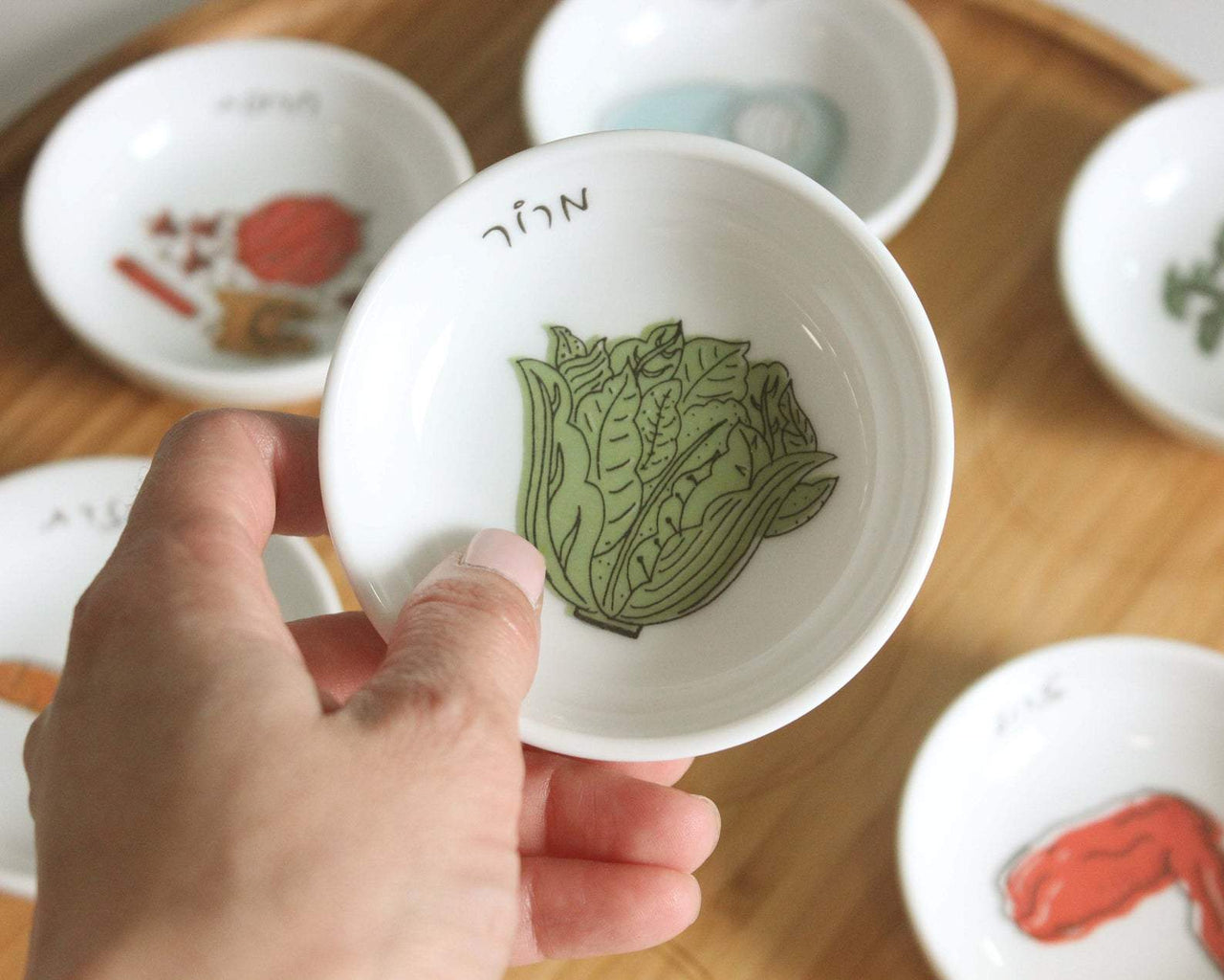 Mickala Design - Modern Bamboo and Porcelain Seder Plate - Colorful - ModernTribe